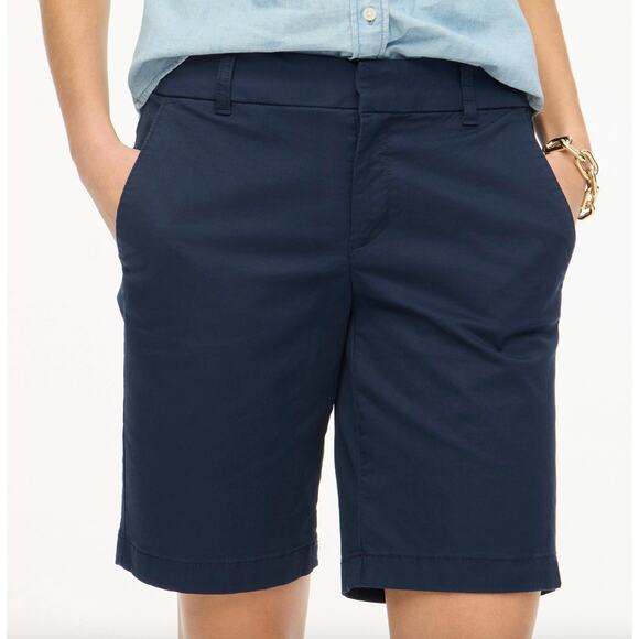 J.Crew 9" Frankie Bermuda Chino Short Cotton Mid Rise Navy Classic Womens US 6 - Picture 1 of 14